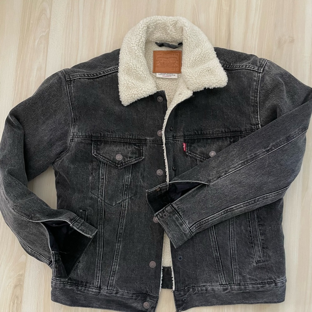 Women’s Black Denim Jacket with Sherpa Lining